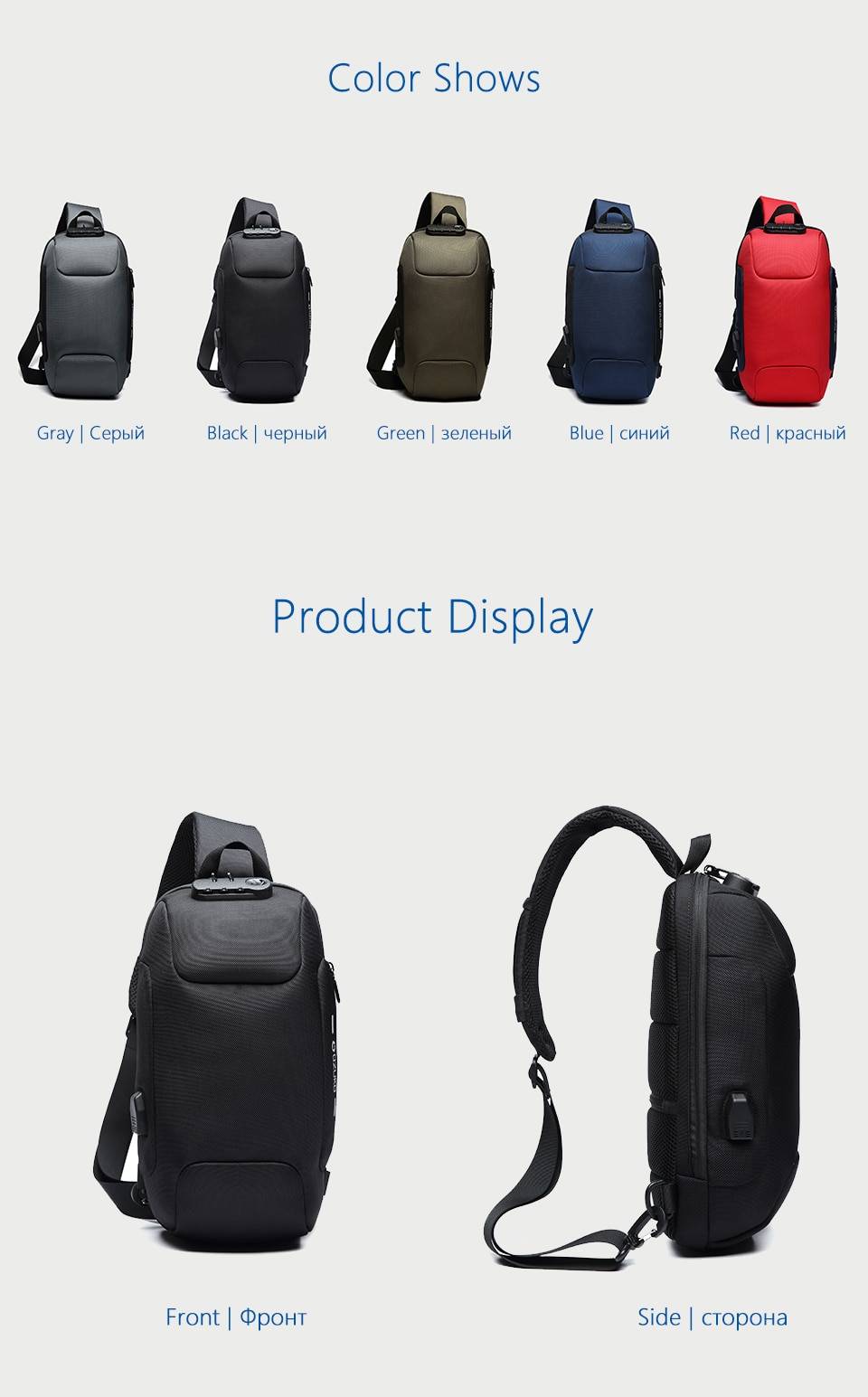 OZUKO 2019 New Multifunction Crossbody Bag for Men Anti-theft Shoulder Messenger Bags Male Waterproof Short Trip Chest Bag Pack